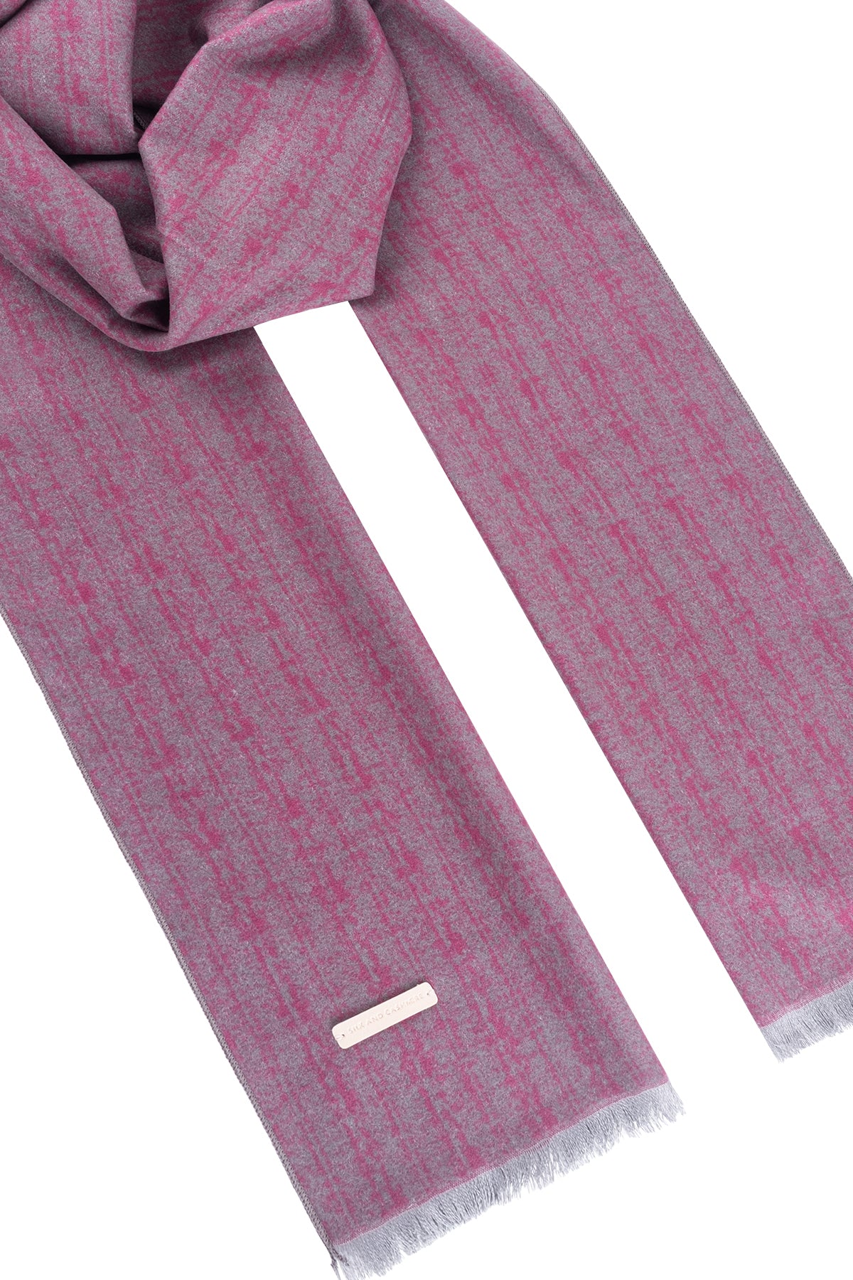 Pembe Lotus Saf İpek Desenli Atkı 30*177 cm